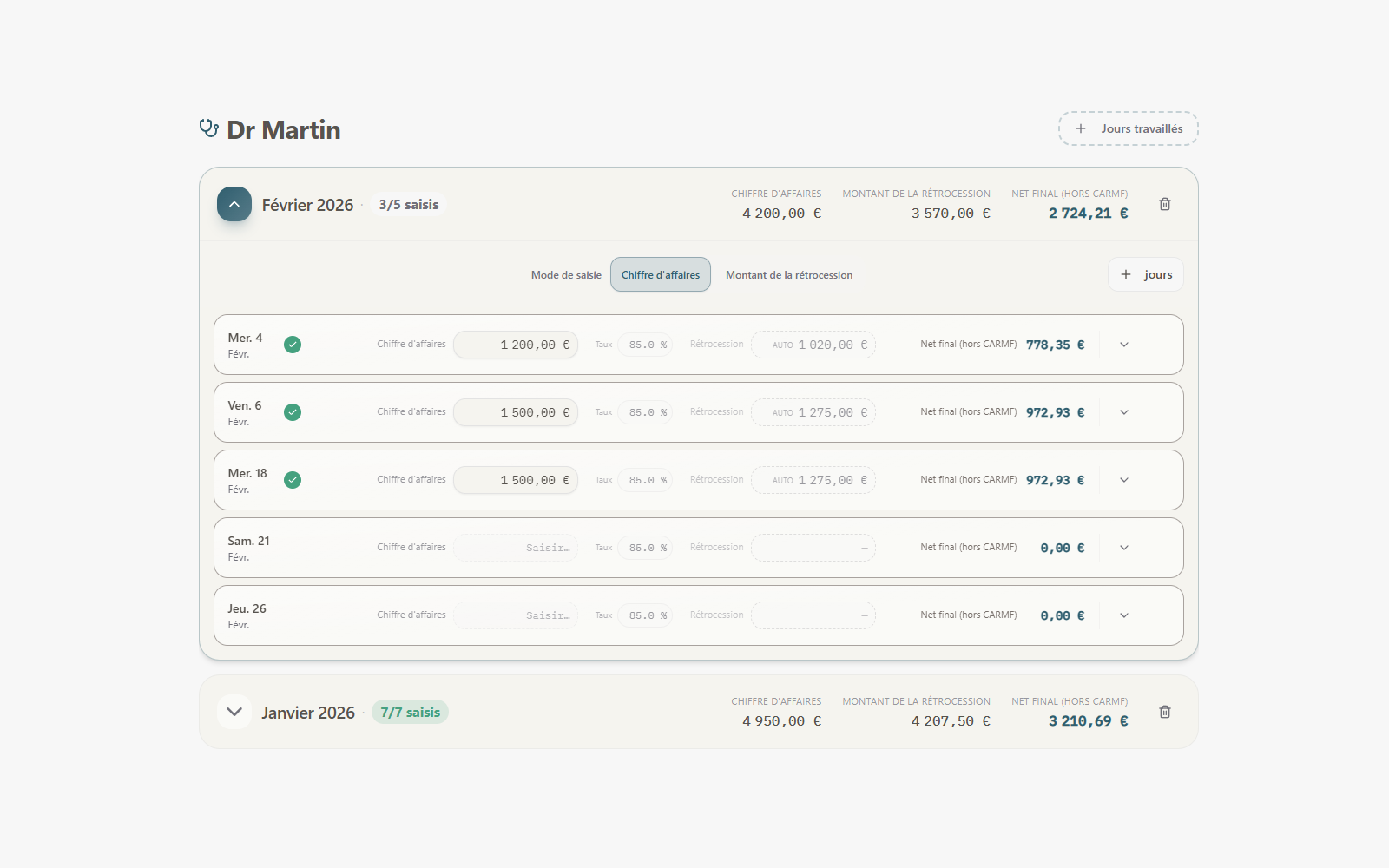 Aperçu étape 1 — saisir vos revenus